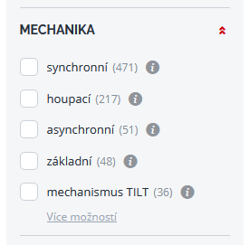 Všechny mechaniky lze na eshopu vyfiltrovat